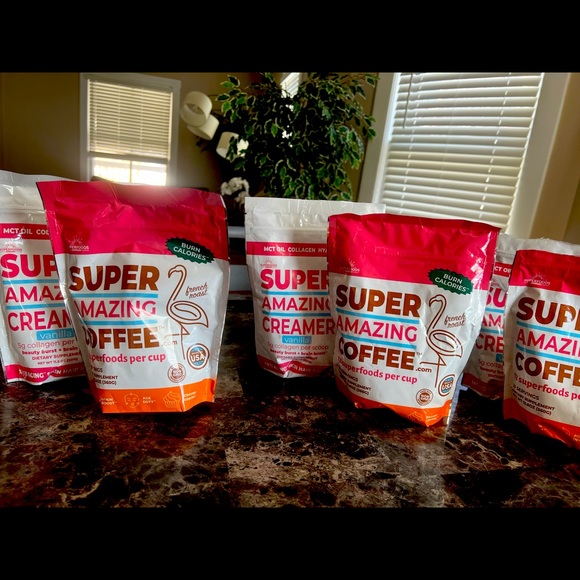 This coffee has 12 superfoods per cup. Creamer has 5g collagen per scoop.